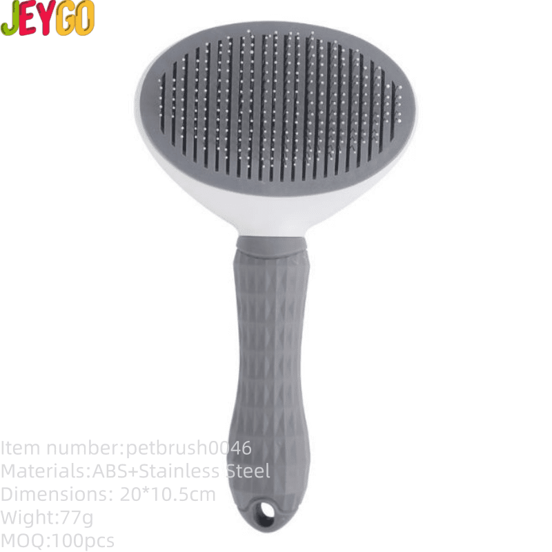 gray self-cleaning slicker brush for dog and cat grooming