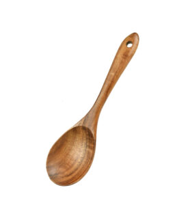 teak wood salad serving spoon with long handle for kitchen cookware use