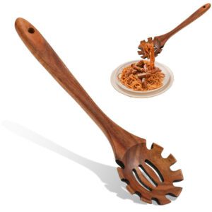 acacia wood pasta serving spoon with long handle for cooking and kitchen use