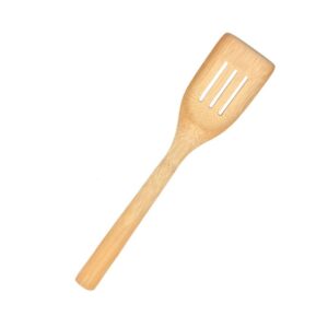 bamboo wooden slotted turner spatula for cooking and non-stick cookware