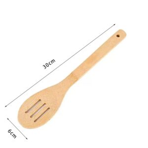 bamboo wooden slotted spoon for cooking, stirring, and serving food