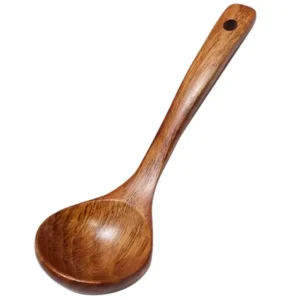 acacia wood soup spoon with long handle for kitchen cooking and serving use
