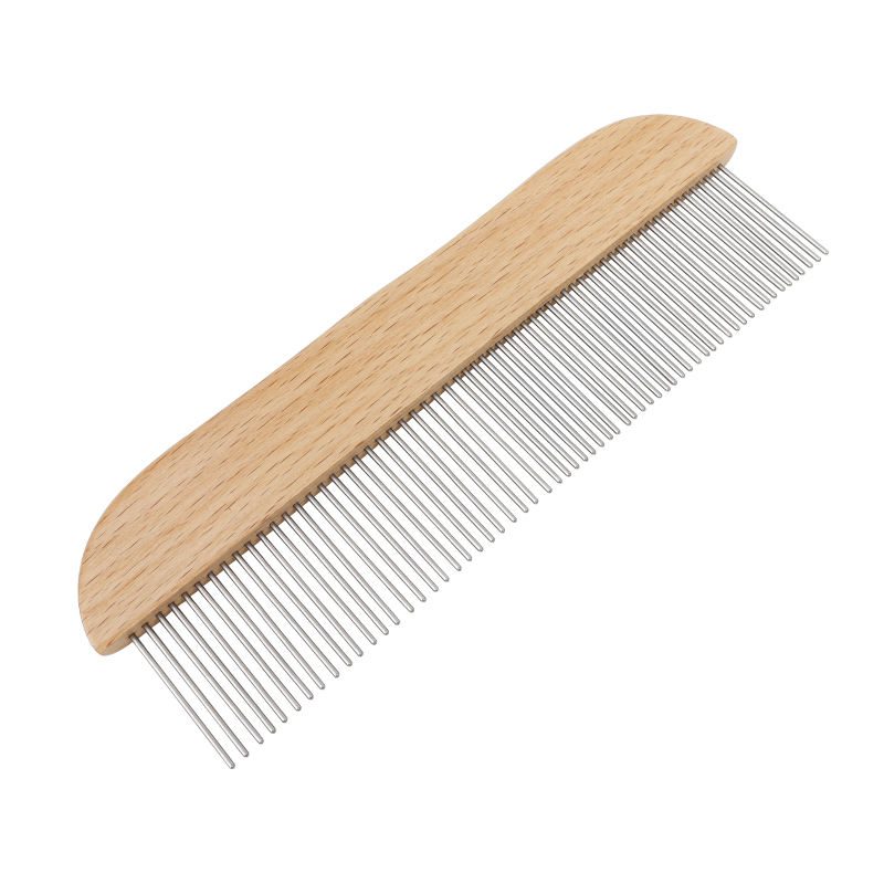 wooden handle stainless steel pet grooming comb for dogs and cats