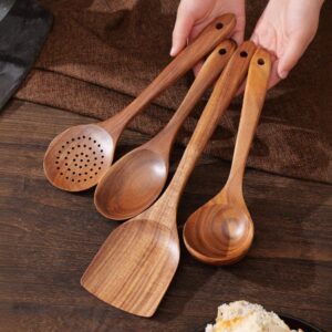 acacia wood cooking spatula for non-stick cookware and kitchen baking utensils
