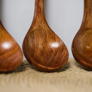 acacia wood soup spoon with long handle for kitchen cooking and serving use