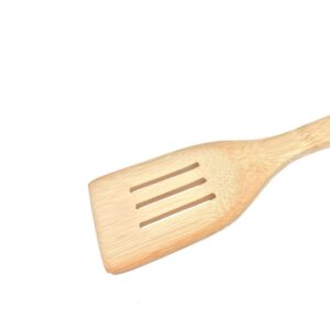 bamboo wooden slotted turner spatula for cooking and non-stick cookware