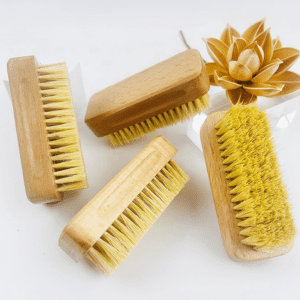 rectangular wooden nail dust brush with natural sisal bristles for manicure and household cleaning