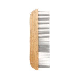 wooden handle stainless steel pet grooming comb for dogs and cats
