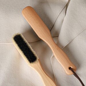 wooden clothes brush with soft horsehair bristles for cashmere coat and hat cleaning