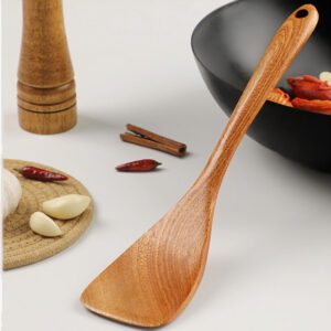 acacia wood spatula turner with long handle for cooking and frying