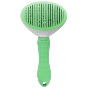 gray self-cleaning slicker brush for dog and cat grooming