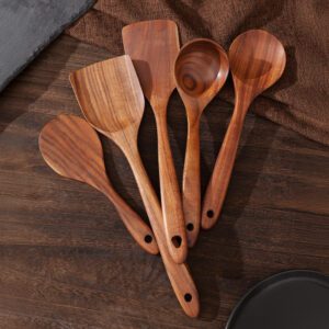 acacia wood cooking spatula for non-stick cookware and kitchen baking utensils