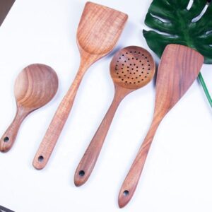 acacia wood slotted spoon with long handle for cooking draining and serving food