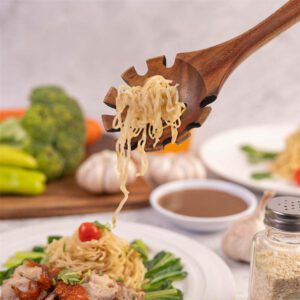 acacia wood pasta serving spoon with long handle for cooking and kitchen use
