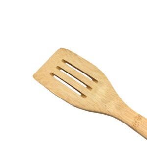 bamboo wooden slotted turner spatula for cooking and non-stick cookware