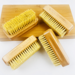rectangular wooden nail dust brush with natural sisal bristles for manicure and household cleaning