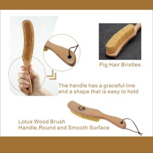 wooden handled clothes brushes with soft pig hair bristles for garment and hat cleaning