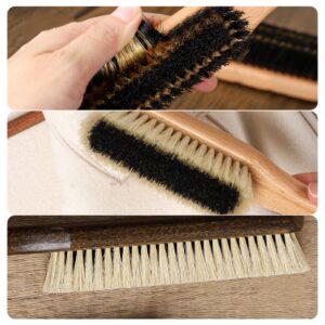 wooden clothes brush with soft horsehair bristles for cashmere coat and hat cleaning