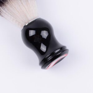 black handled synthetic shaving brush with soft nylon bristles for men’s grooming and shaving foam