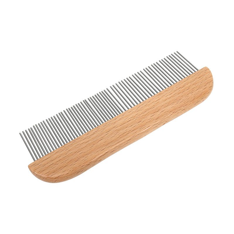 wooden handle stainless steel pet grooming comb for dogs and cats