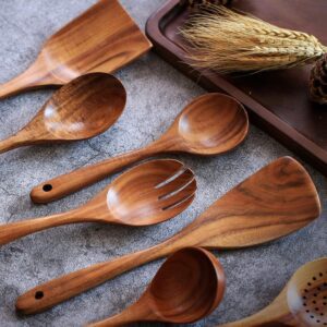acacia wood salad servers set with wooden serving fork and spoon for kitchen use