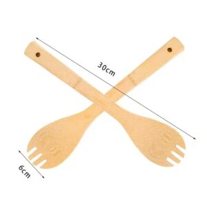 bamboo wooden cooking fork for serving, mixing, and kitchen cooking use