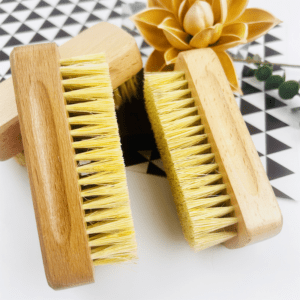 rectangular wooden nail dust brush with natural sisal bristles for manicure and household cleaning