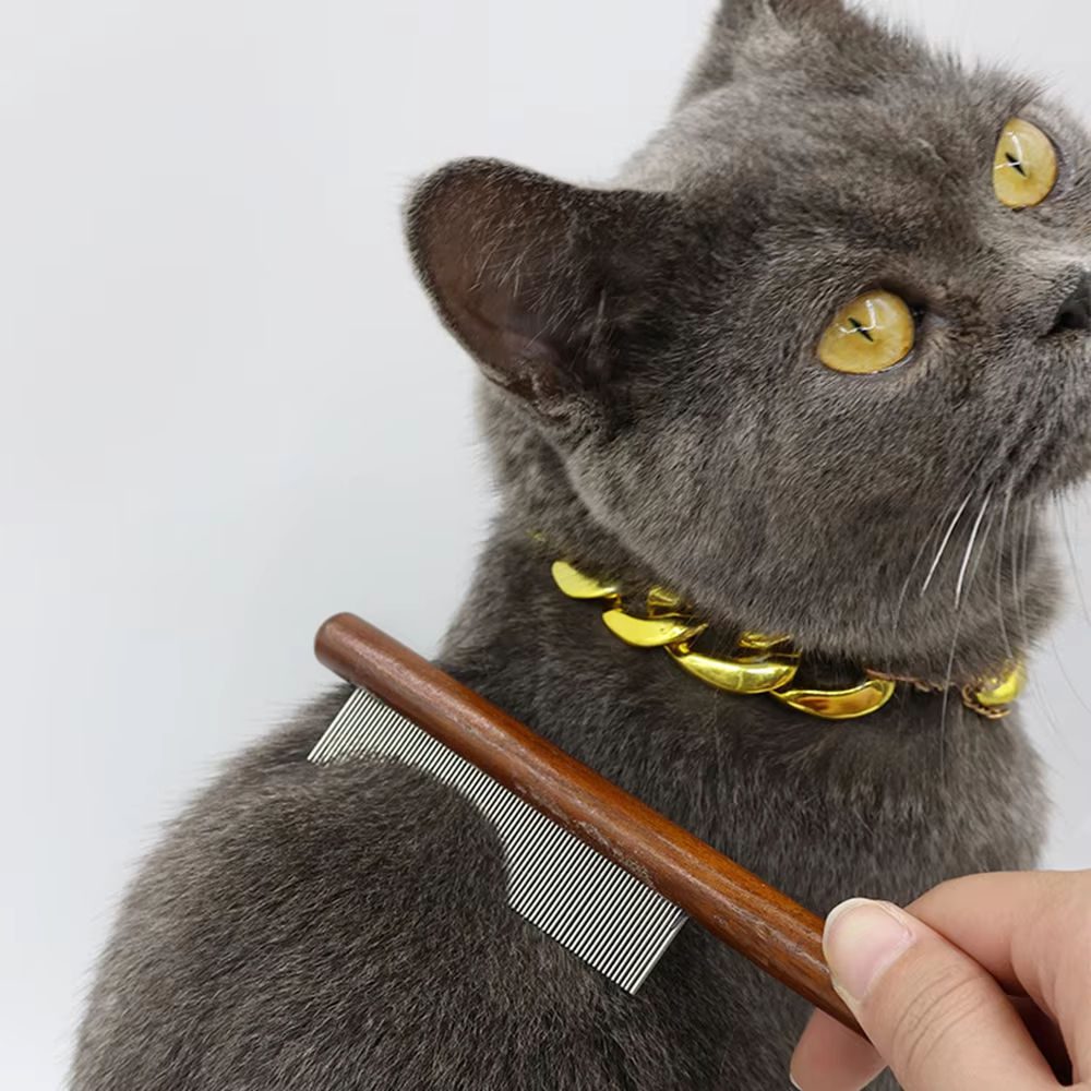 solid wood pet grooming combs with stainless steel teeth for dogs and cats