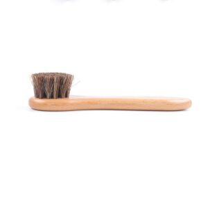small wooden horsehair cleaning brushes for shoe polishing and leather care
