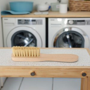 small beech wood cleaning brush with natural tampico bristles for laundry and stain removal