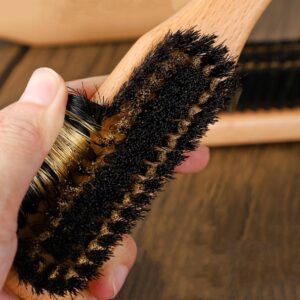 wooden clothes brush with soft horsehair bristles for cashmere coat and hat cleaning