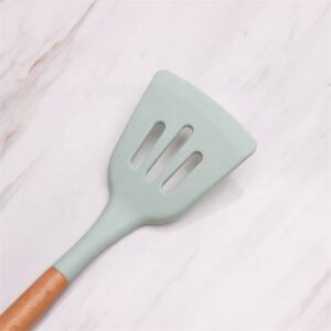 silicone slotted spatula with wooden handle for cooking and frying