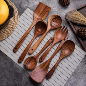 acacia wood salad servers set with wooden serving fork and spoon for kitchen use