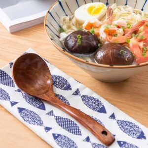 acacia wood soup spoon with long handle for kitchen cooking and serving use