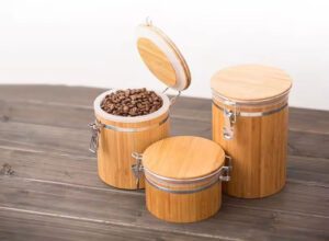 bamboo storage jar set with airtight lids for tea coffee sugar and kitchen storage