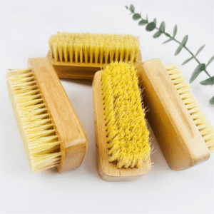 rectangular wooden nail dust brush with natural sisal bristles for manicure and household cleaning