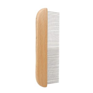 wooden handle stainless steel pet grooming comb for dogs and cats
