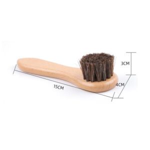 small wooden horsehair cleaning brushes for shoe polishing and leather care