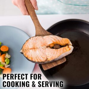 teak wood slotted spatula for non-stick cookware and kitchen cooking