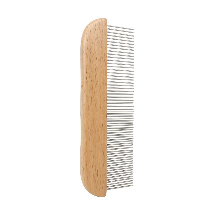 wooden handle stainless steel pet grooming comb for dogs and cats