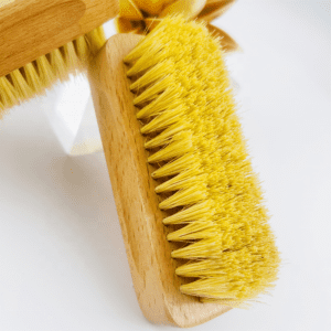 rectangular wooden nail dust brush with natural sisal bristles for manicure and household cleaning