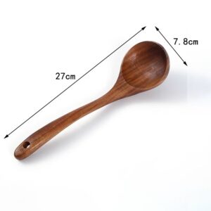 acacia wood soup spoon with long handle for kitchen cooking and serving use