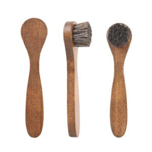 wooden handled horsehair shoe polish brushes for leather shoe and boot cleaning