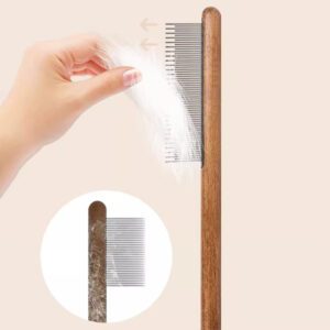 solid wood pet grooming combs with stainless steel teeth for dogs and cats