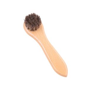 small wooden horsehair cleaning brushes for shoe polishing and leather care