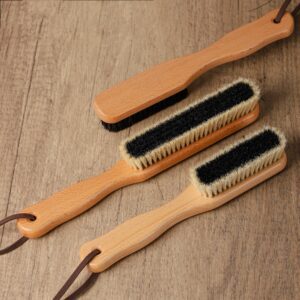 wooden clothes brush with soft horsehair bristles for cashmere coat and hat cleaning