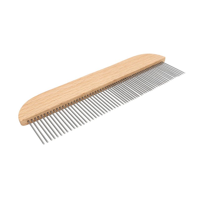 wooden handle stainless steel pet grooming comb for dogs and cats