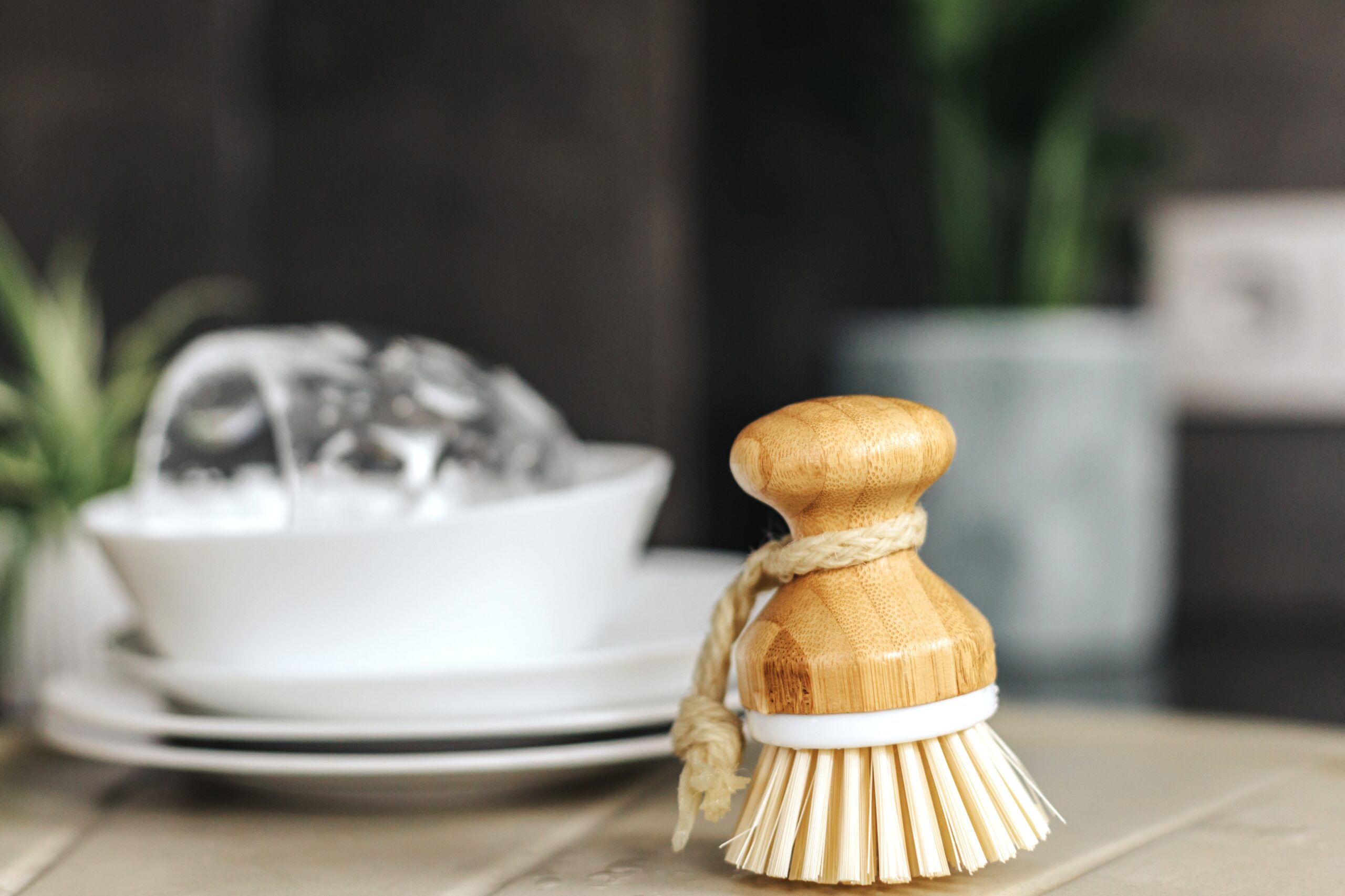 custom bamboo pot brush