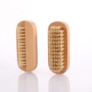 double-sided wooden nail brush with natural boar bristles for manicure and pedicure cleaning