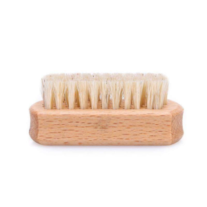 small wooden nail cleaning brush with natural boar bristles for hand and shoe cleaning